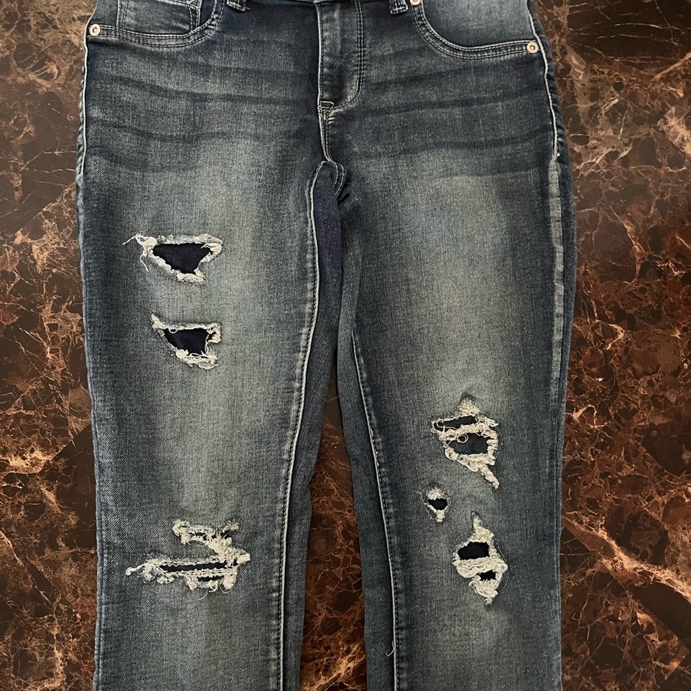Maurices Dark Blue Distressed Skinny Jeans S 24